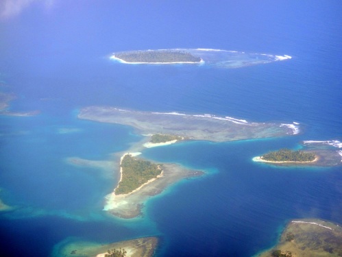 Aerial view of some of the San Blas islands