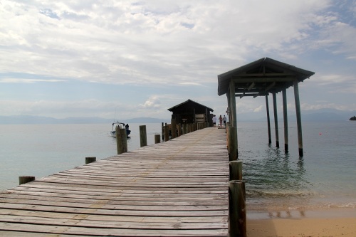 The long dock at Cayo Menor